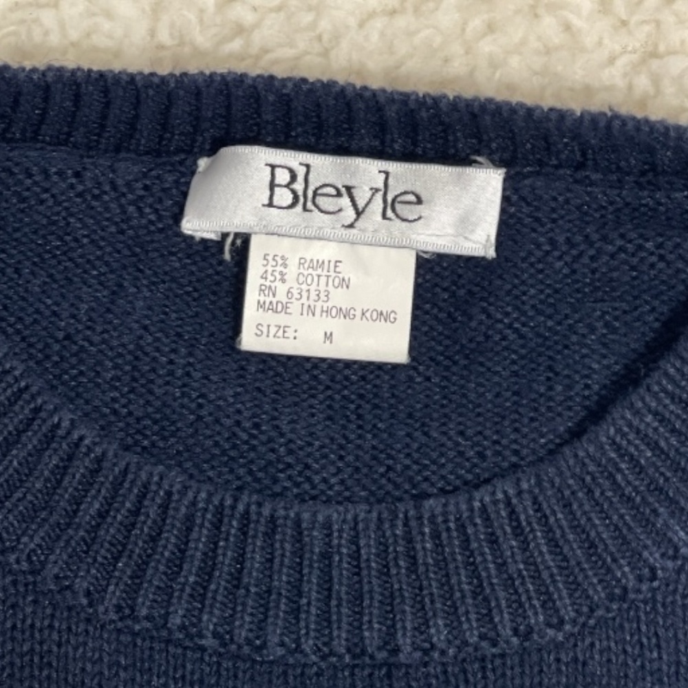 Vintage 90s Bleyle Ramie Cotton Sweater –Black Botanical Size M - Picture 9 of 9